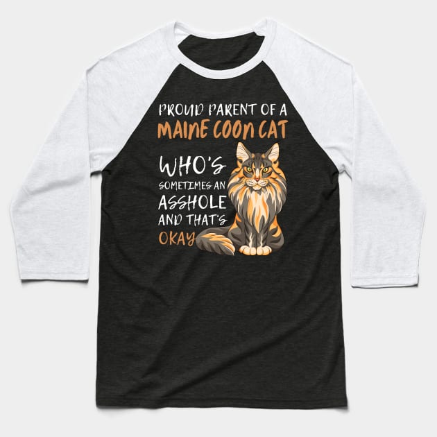 Proud Parents of Maine Coon Pet Cat Baseball T-Shirt by Azulan Creatives
